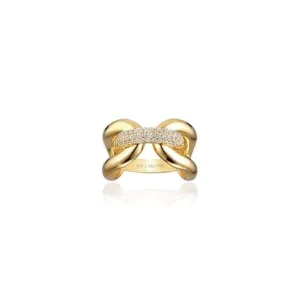 18k Gold Plated Capri Tre Ring SJ-R62016-CZ-SG Sif Jakobs Jewellery
