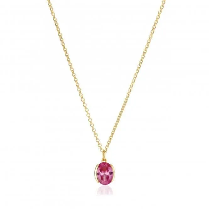 18k Gold Plated Ellisse Carezza Necklace SJ-N2353-PKCZ-YG Sif Jakobs Jewellery
