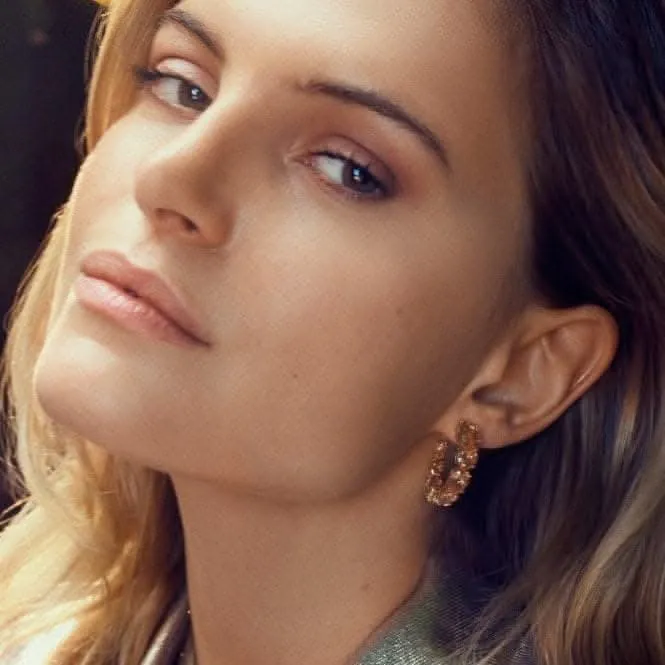 18k gold plated Ellisse Creolo Grande Earrings SJ-E2330-CHCZ-YG Sif Jakobs Jewellery