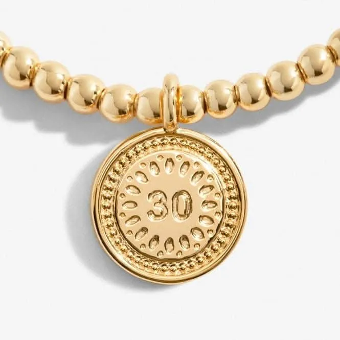 A Little 30th Birthday Gold Plated 17.5cm Stretch Bracelet 6989 Joma Jewellery