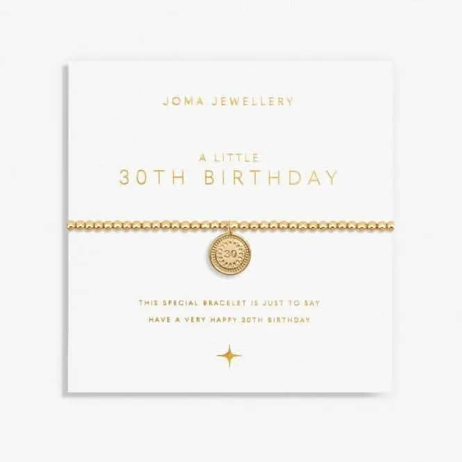 A Little 30th Birthday Gold Plated 17.5cm Stretch Bracelet 6989 Joma Jewellery