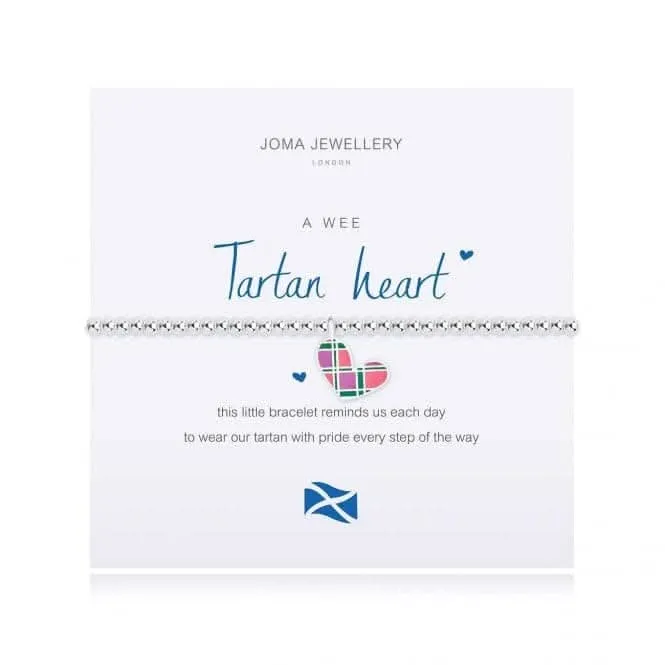 A Little Tartan Heart Silver 17.5cm Stretch Bracelet 4010 Joma Jewellery