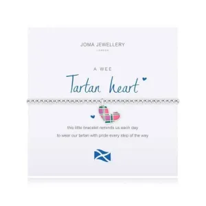 A Little Tartan Heart Silver 17.5cm Stretch Bracelet 4010 Joma Jewellery