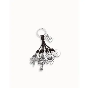 Amulet Silver Leather Key Ring LLA0124MTX Unode50 Jewelry And Accessories