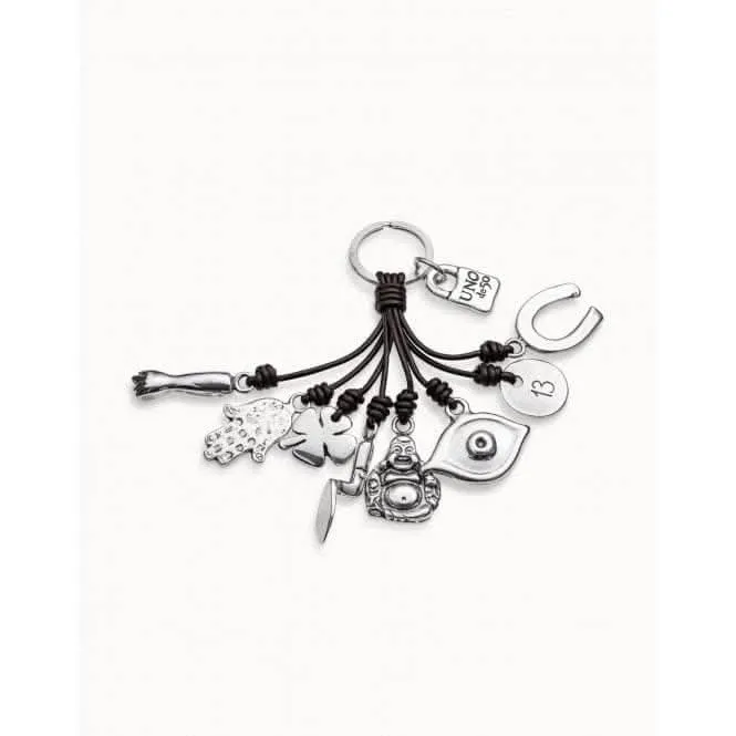 Amulet Silver Leather Key Ring LLA0124MTX Unode50 Jewelry And Accessories