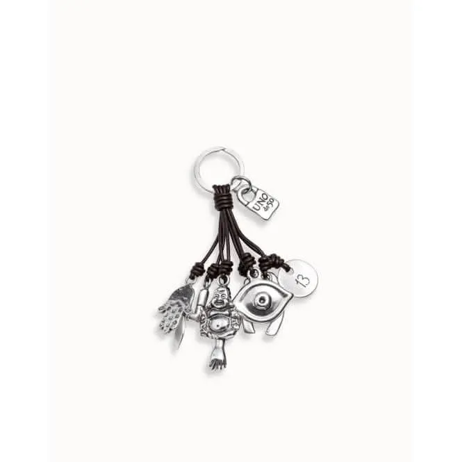 Amulet Silver Leather Key Ring LLA0124MTX Unode50 Jewelry And Accessories