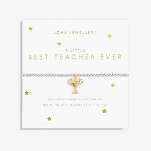 Best Teacher Ever Silver And Gold 17.5cm Stretch Bracelet 6069 Joma Jewellery