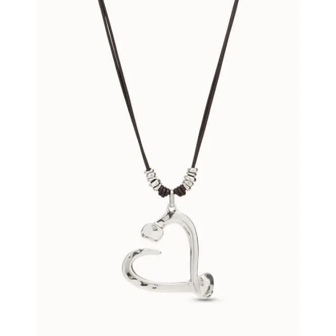 Big Love Silver Leather Necklace Unode50 Jewelry And Accessories