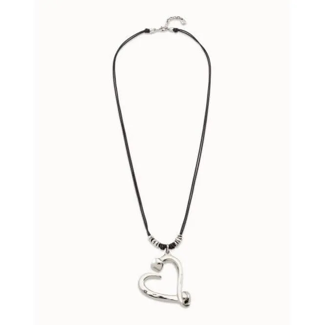 Big Love Silver Leather Necklace Unode50 Jewelry And Accessories