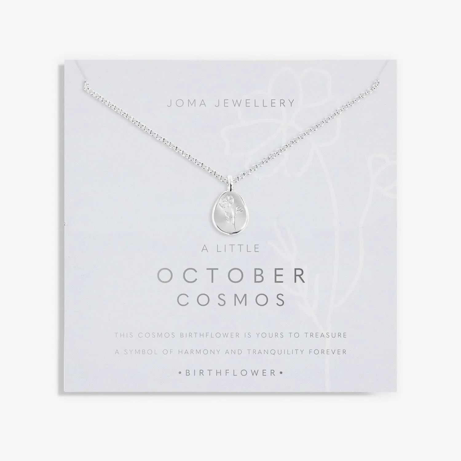Birth Flower A Little October Cosmos Silver Plated Necklace 7468 Joma Jewellery
