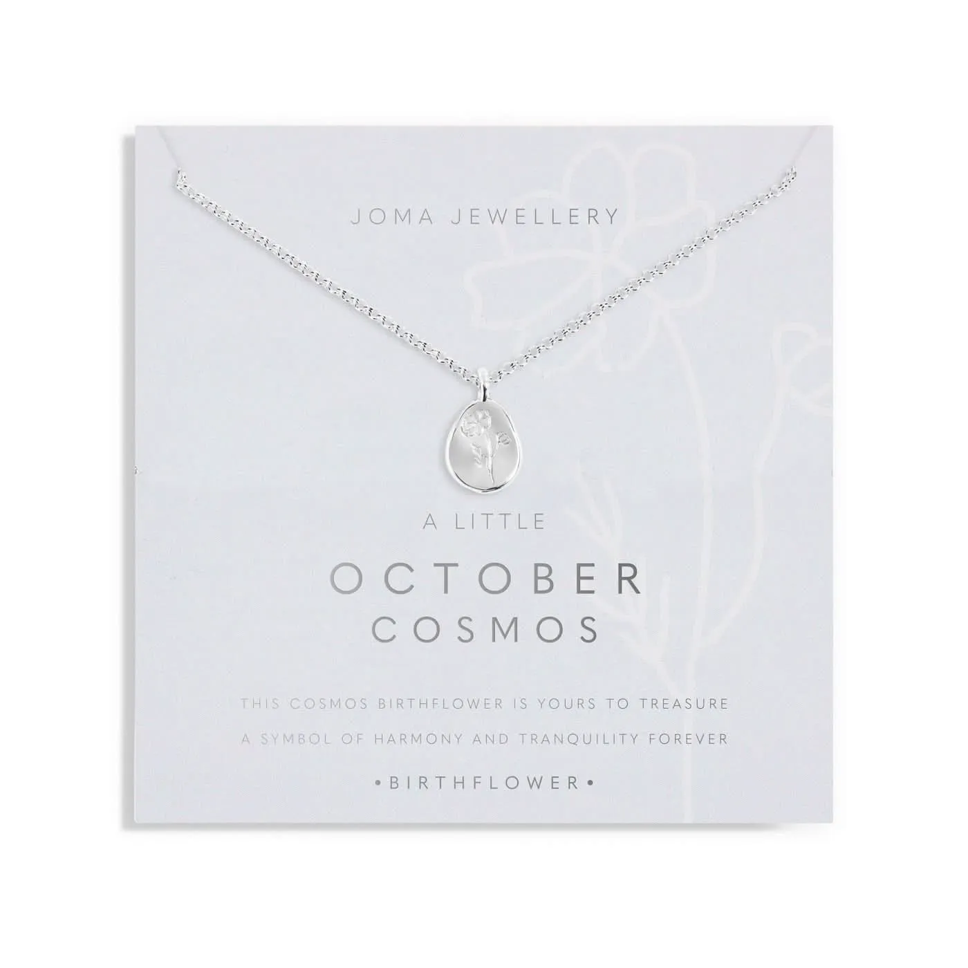 Birth Flower A Little October Cosmos Silver Plated Necklace 7468 Joma Jewellery