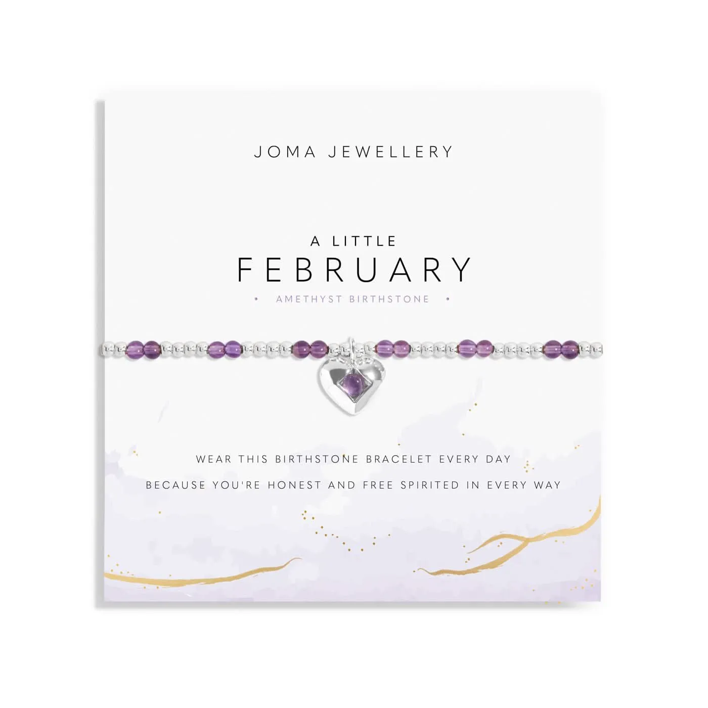 Birthstone A Little February Amethyst Silver Plated Bracelet 8316 Joma Jewellery