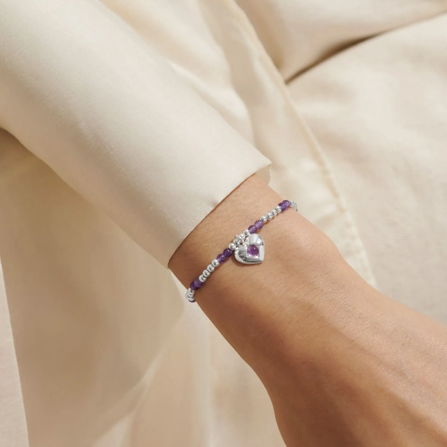 Birthstone A Little February Amethyst Silver Plated Bracelet 8316 Joma Jewellery