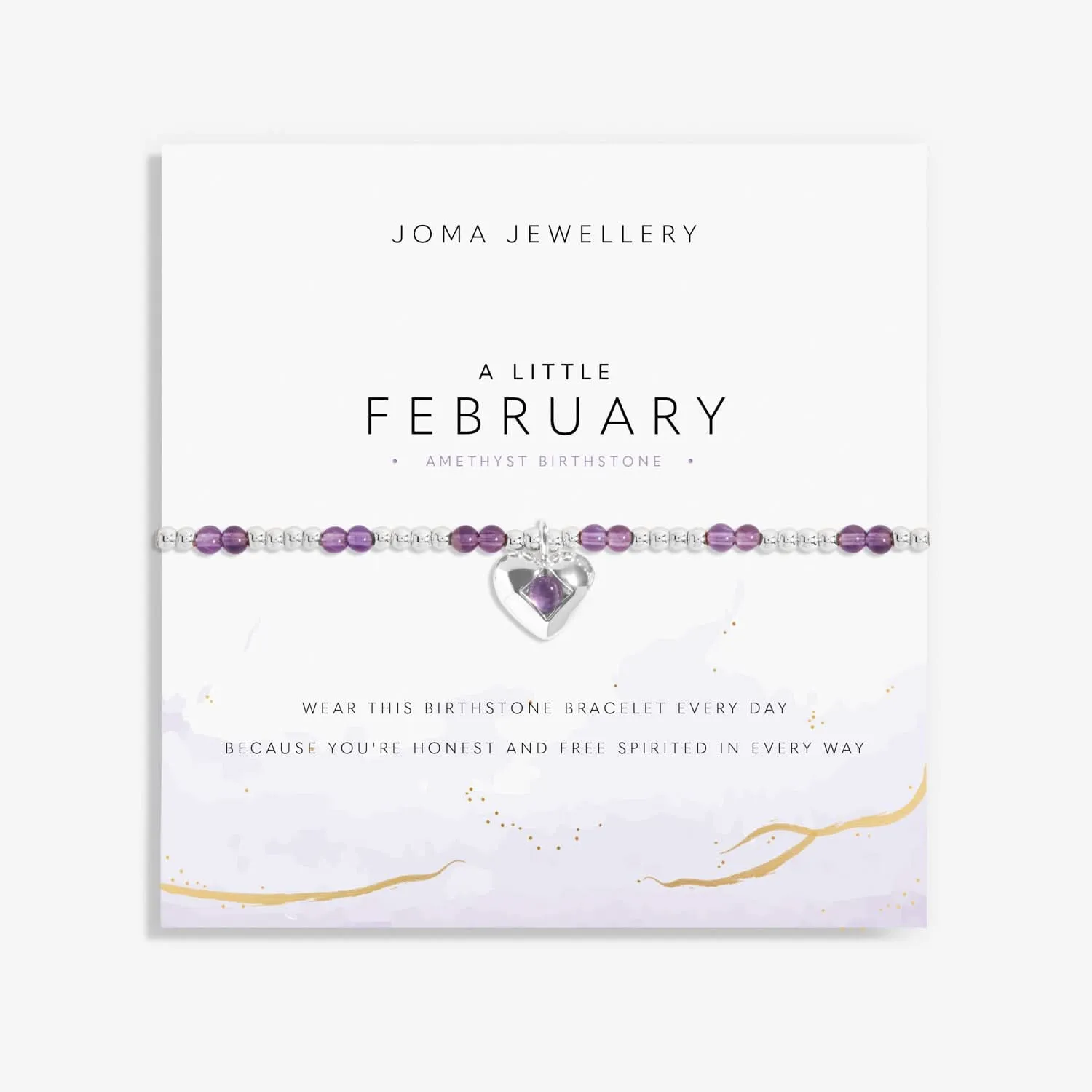 Birthstone A Little February Amethyst Silver Plated Bracelet 8316 Joma Jewellery