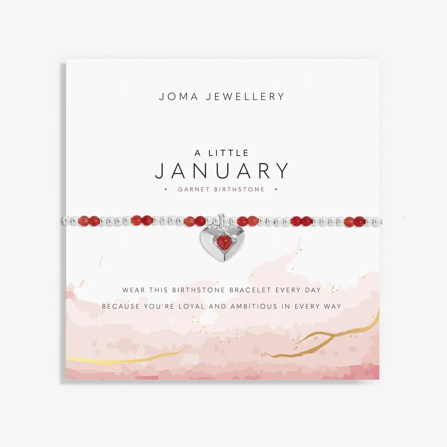 Birthstone A Little January Garnet Silver Plated Bracelet 8315 Joma Jewellery