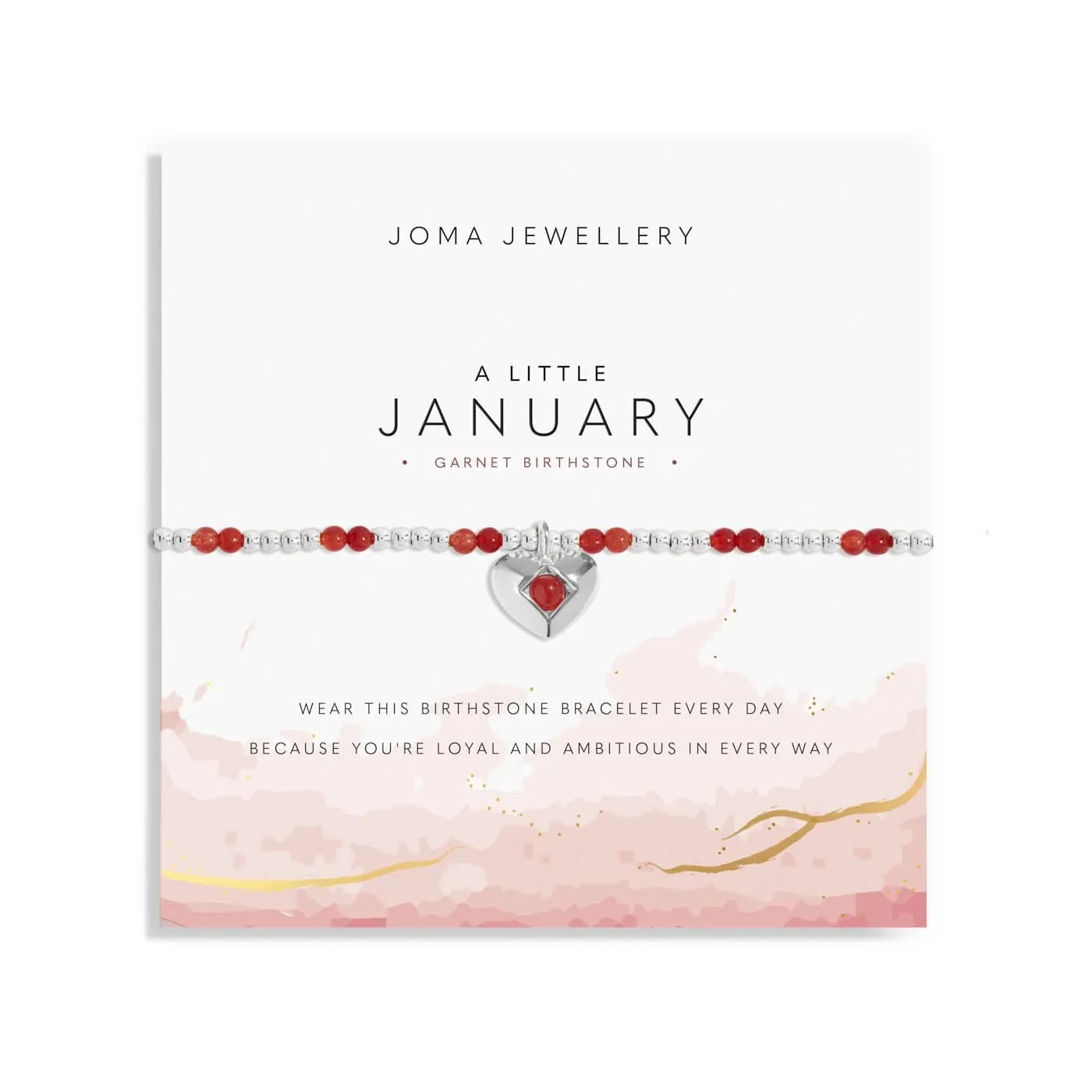 Birthstone A Little January Garnet Silver Plated Bracelet 8315 Joma Jewellery
