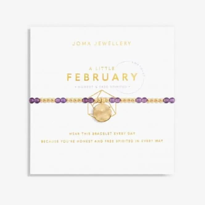 Birthstone February Amethyst Gold 17.5cm Stretch Bracelet 6133 Joma Jewellery