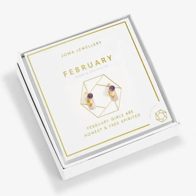 Birthstone Hoop Earring February Gold Plated Earrings 6748 Joma Jewellery
