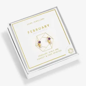 Birthstone Hoop Earring February Gold Plated Earrings 6748 Joma Jewellery