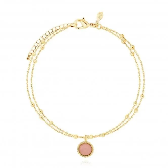 Capri Rose Quartz Gold 18cm   3cm Extender Bracelet 4488 Joma Jewellery