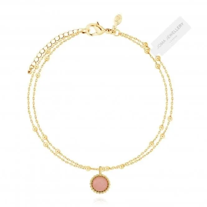 Capri Rose Quartz Gold 18cm   3cm Extender Bracelet 4488 Joma Jewellery