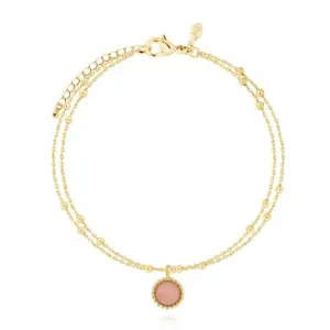 Capri Rose Quartz Gold 18cm   3cm Extender Bracelet 4488 Joma Jewellery