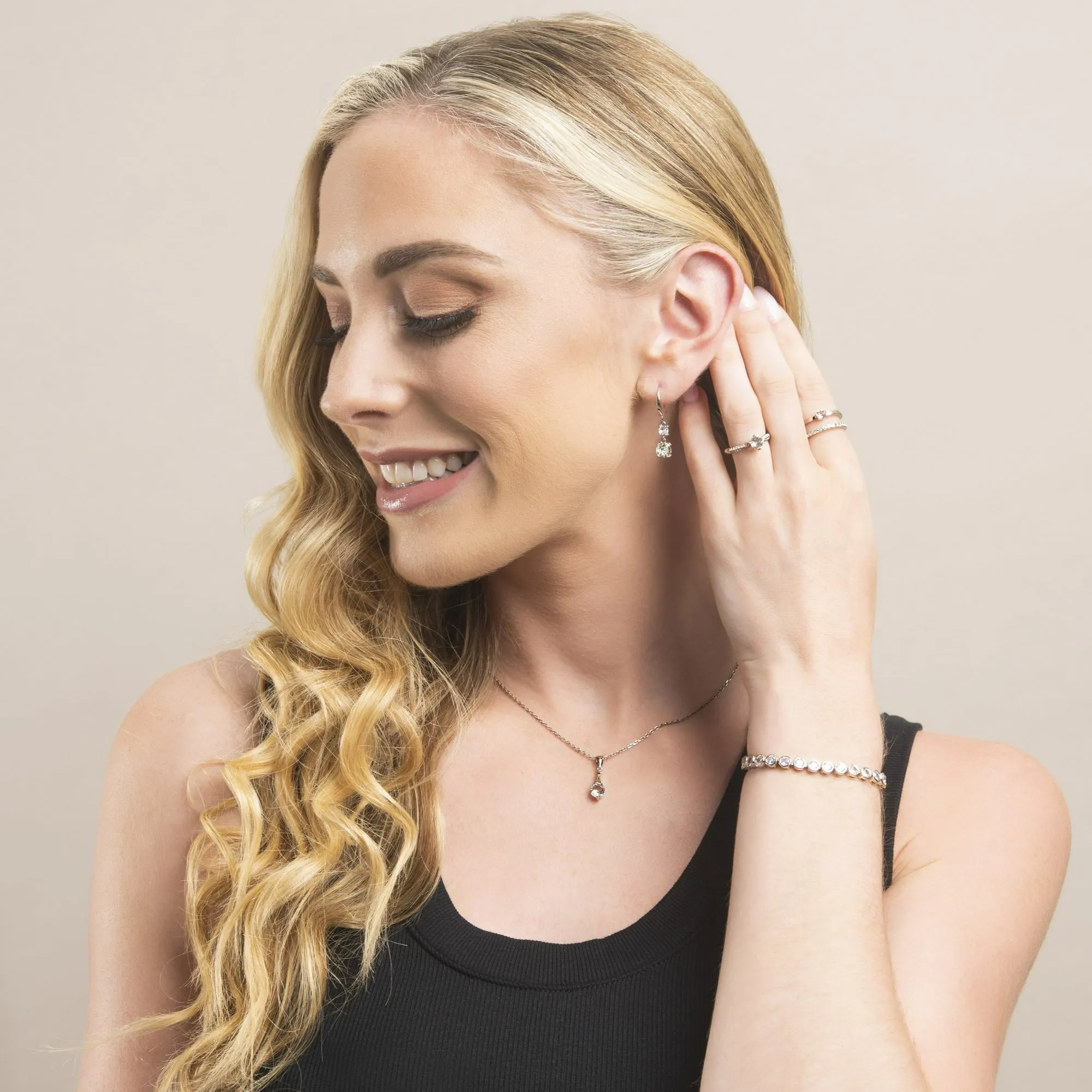 Cate & Chloe Earrings Pack of 3 - McKenzie, Kadence, Betty 18k White Gold Plated Drop Earrings