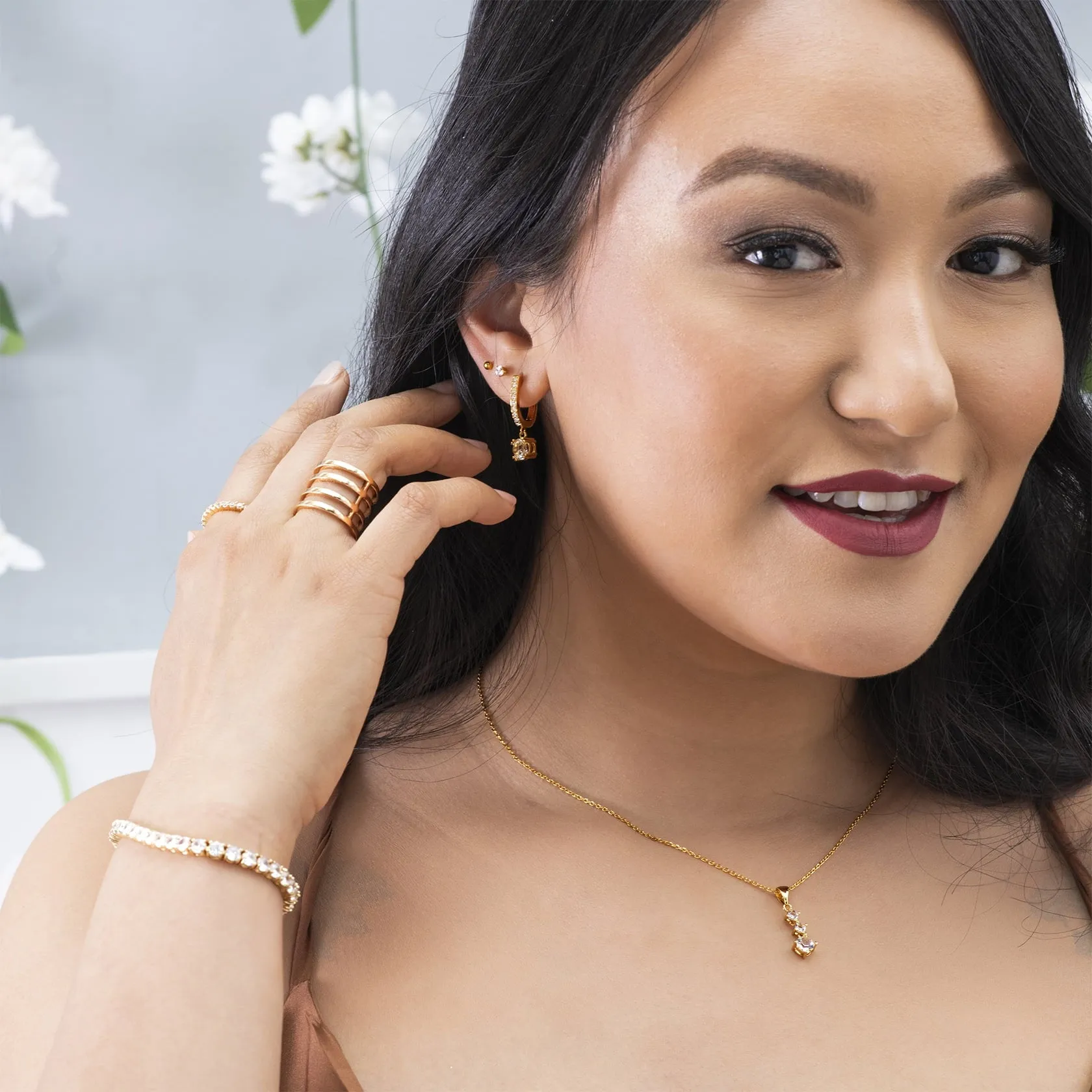 Cate & Chloe Earrings Pack of 3 - McKenzie, Kadence, Betty 18k White Gold Plated Drop Earrings