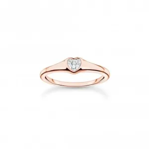 Charming Rose Gold Plated White Heart Ring TR2390-416-14 Thomas Sabo Rings