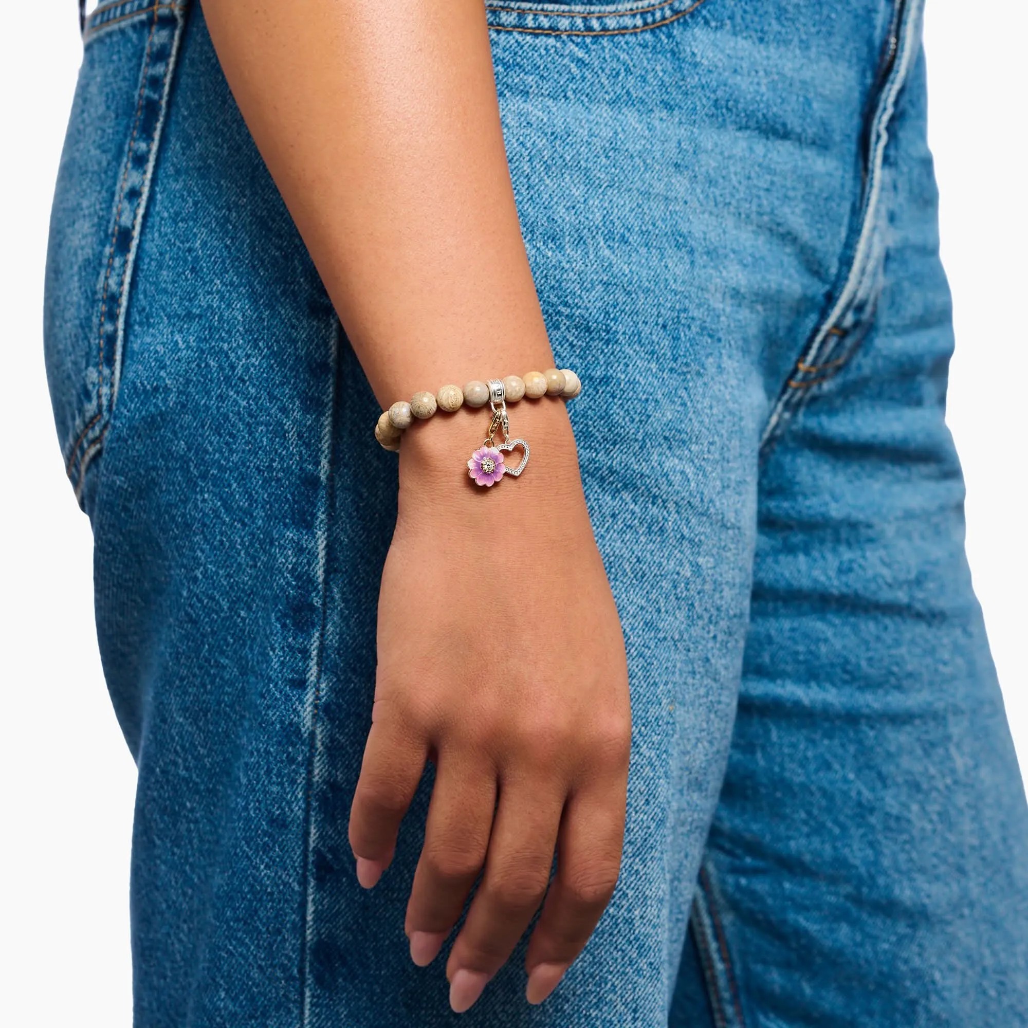 Charmista Gold Plated Violet Flower Charm 2208-565-7 Thomas Sabo Collectable Charms