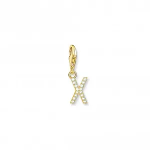 Charmista Gold Plated Zirconia Letter X Charm Pendant 1987-414-14 Thomas Sabo Collectable Charms