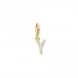 Charmista Gold Plated Zirconia Letter Y Charm Pendant 1988-414-14 Thomas Sabo Collectable Charms