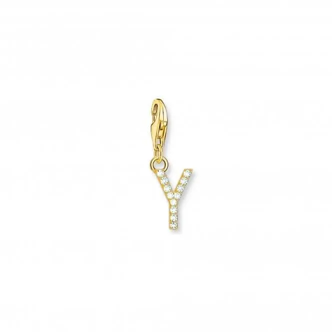 Charmista Gold Plated Zirconia Letter Y Charm Pendant 1988-414-14 Thomas Sabo Collectable Charms
