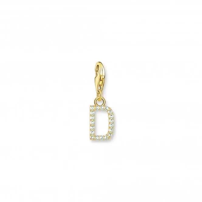 Charmista White Gold Plated Zirconia Letter D Charm Pendant 1967-414-14 Thomas Sabo Collectable Charms