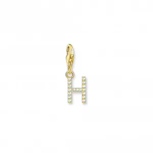 Charmista White Gold Plated Zirconia Letter H Charm Pendant 1971-414-14 Thomas Sabo Collectable Charms