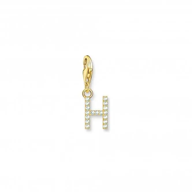 Charmista White Gold Plated Zirconia Letter H Charm Pendant 1971-414-14 Thomas Sabo Collectable Charms