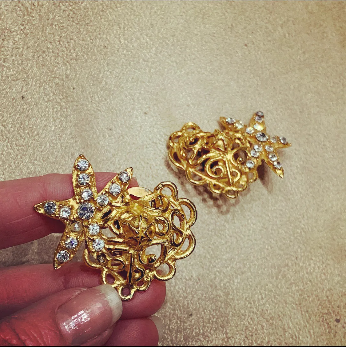 Christian Lacroix vintage heart star earrings