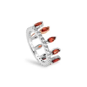 Clogau Jewellery Clogau Celebration Crown Silver and Red Garnet Ring