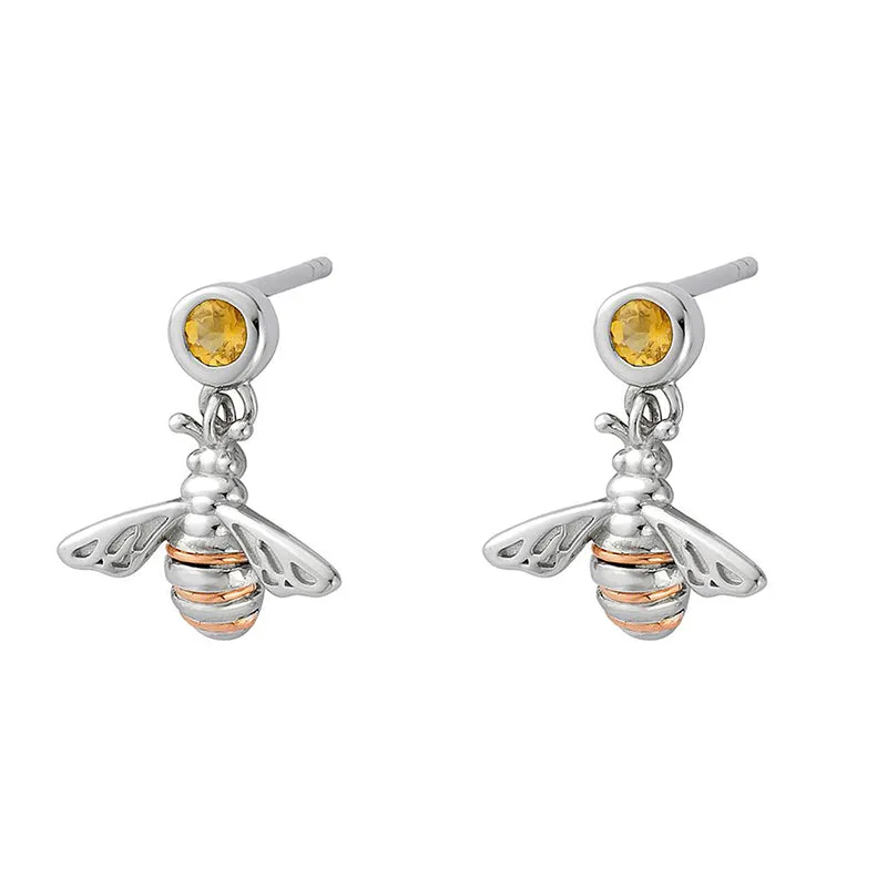 Clogau Jewellery Clogau Honey Bee Sterling Silver Drop Earrings D