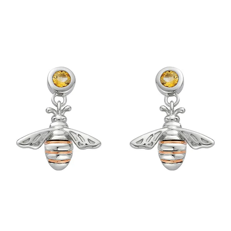 Clogau Jewellery Clogau Honey Bee Sterling Silver Drop Earrings D