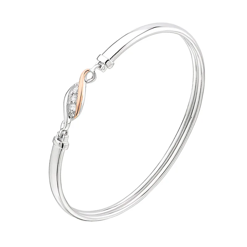 Clogau Jewellery Clogau Past Present Future Sterling Silver White Topaz Bangle