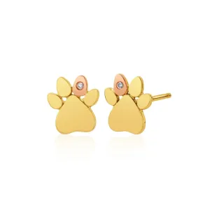Clogau Jewellery Clogau Paw Prints On My Heart 9ct Gold Diamond Stud Earrings