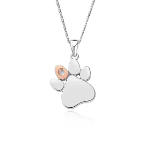 Clogau Jewellery Clogau Paw Prints On My Heart Sterling Silver June Birthstone Moonstone Necklace