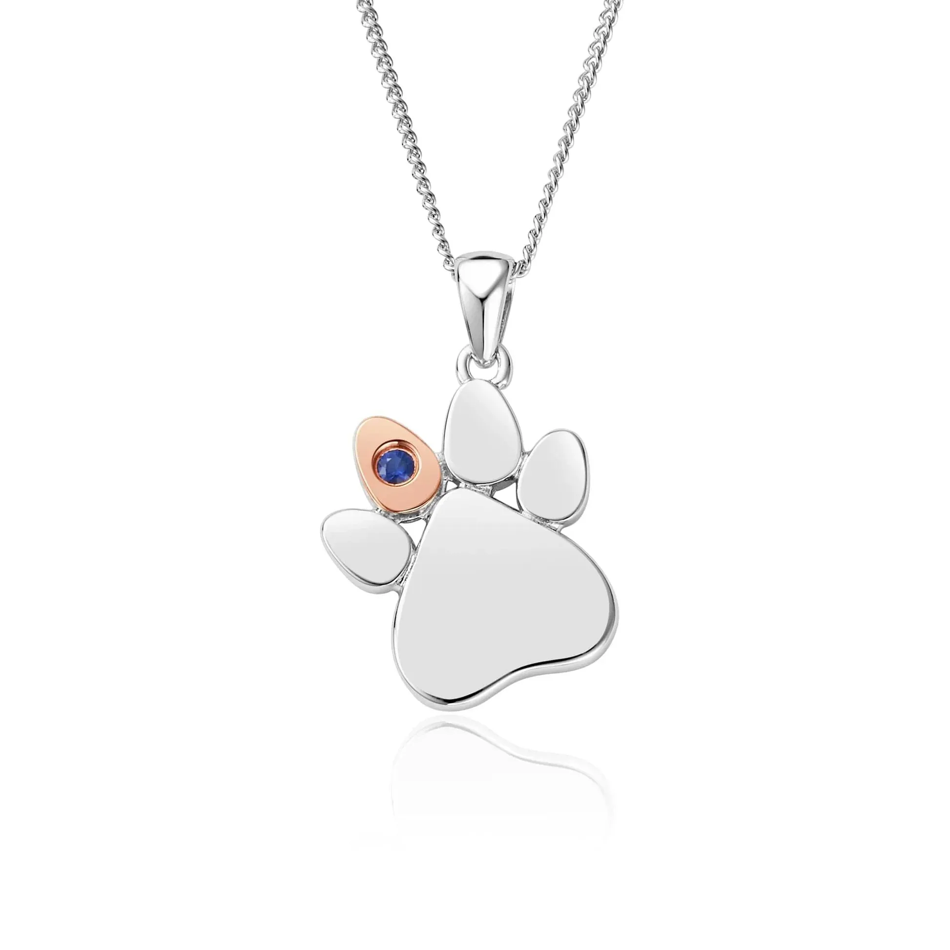Clogau Jewellery Clogau Paw Prints On My Heart Sterling Silver September Birthstone Blue Agate Necklace