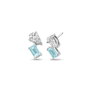 Clogau Jewellery Clogau Ti a Fi White Gold, Diamond and Aquamarine Earrings