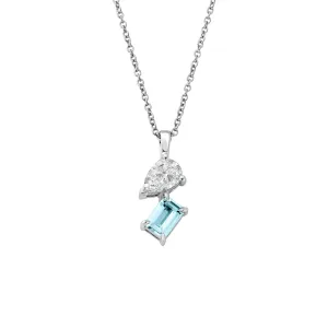 Clogau Jewellery Clogau Ti a Fi White Gold, Diamond and Aquamarine Pendant