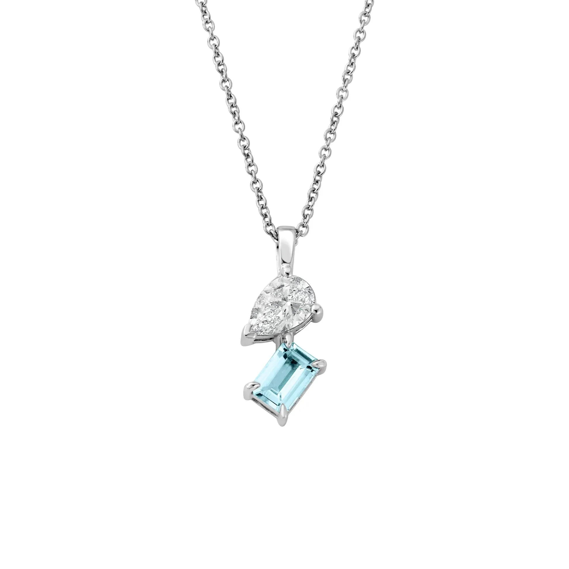 Clogau Jewellery Clogau Ti a Fi White Gold, Diamond and Aquamarine Pendant
