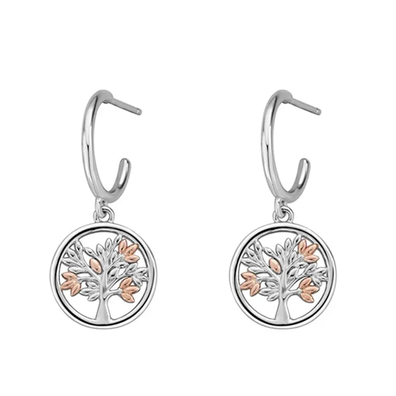 Clogau Jewellery Clogau Tree of Life Sterling Silver 9ct Rose Gold Vine Drop Earrings