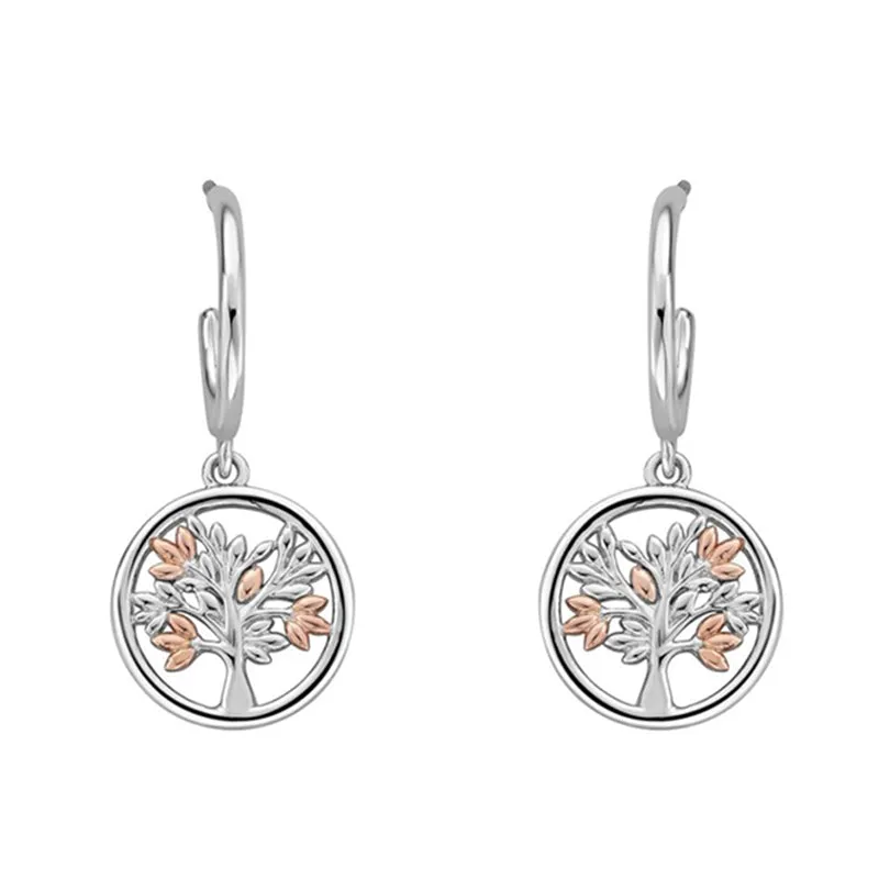 Clogau Jewellery Clogau Tree of Life Sterling Silver 9ct Rose Gold Vine Drop Earrings