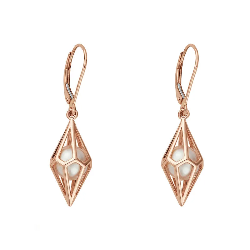 Clogau Jewellery Clogau Watching Chamber Caged 9ct Gold White Pearl Earrings